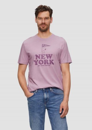 s.Oliver T-Shirt mit Peanuts®-Motiv und Flammgarnstruktur - flieder