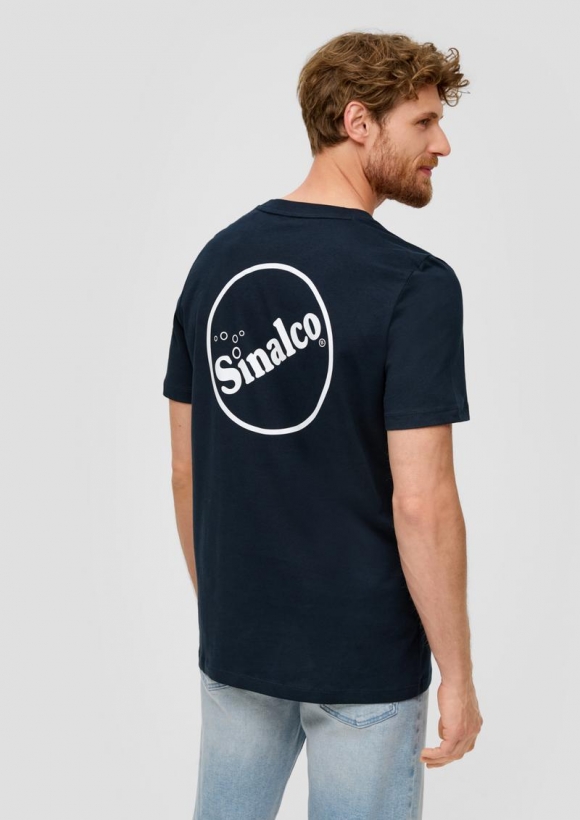 s.Oliver Baumwoll-T-Shirt mit Crew Neck und Sinalco®-Print - navy