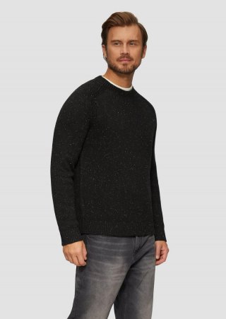 s.Oliver Crew-Neck-Pullover mit Farbeffekt - schwarz