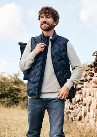 s.Oliver Outdoor-Weste im Fabricmix - blau