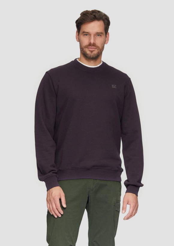 s.Oliver Sweatshirt aus Baumwollmix mit Logo-Detail - aubergine
