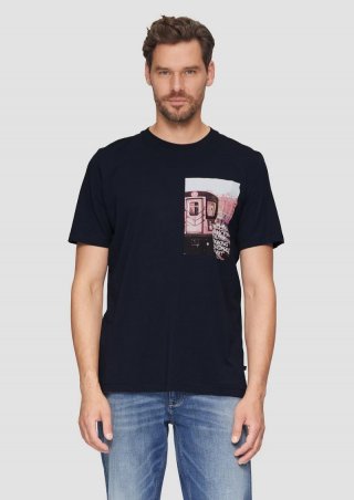 s.Oliver T-Shirt mit Fotoprint - navy