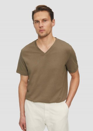 s.Oliver Baumwoll-T-Shirt mit Logo-Print - sandstein