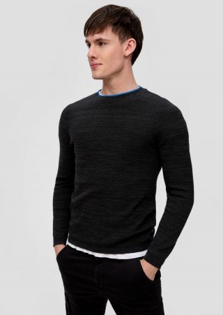 s.Oliver Strickpullover aus reiner Baumwolle - schwarz