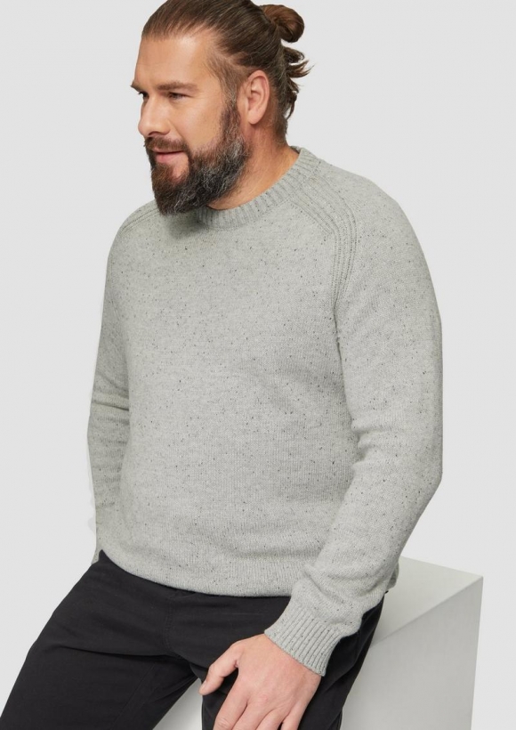 s.Oliver Crew-Neck-Pullover mit Farbeffekt - grau meliert