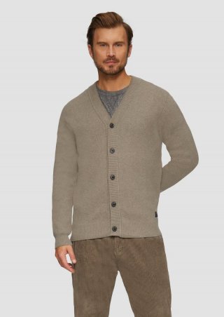 s.Oliver Strukturierter Cardigan aus Wollmix - hellbraun