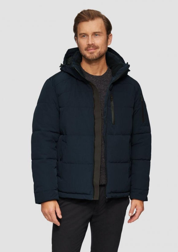 s.Oliver Wasserabweisende Steppjacke mit abnehmbarer Kapuze - navy