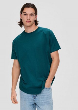 s.Oliver Baumwollshirt mit Raglanärmeln und Rippblende - petrol