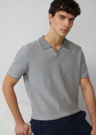 s.Oliver Gestricktes Poloshirt aus Leinenmix - grau meliert