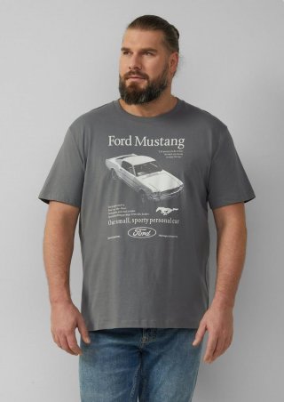 s.Oliver Baumwoll-T-Shirt mit Ford®-Print - grau