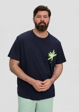s.Oliver T-Shirt aus Baumwolle mit floralem Artwork - navy