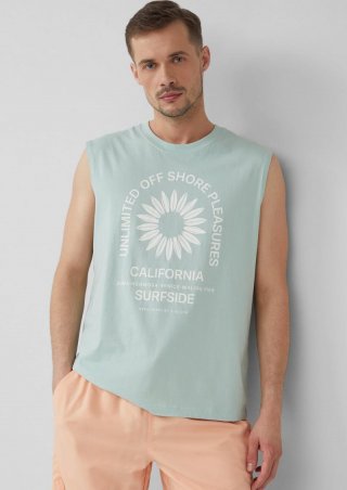 s.Oliver Jersey-Tanktop im Relaxed Fit mit Print - helles türkis