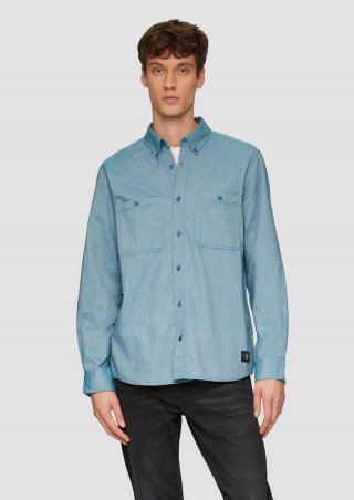 s.Oliver Regular Fit: Baumwollhemd mit Button-Down-Kragen - petrol