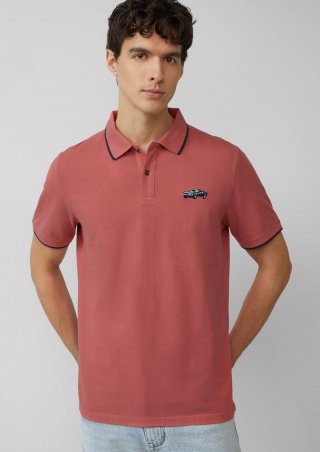 s.Oliver Poloshirt aus Piqué mit Stickerei und Ford®-Artwork - himbeere