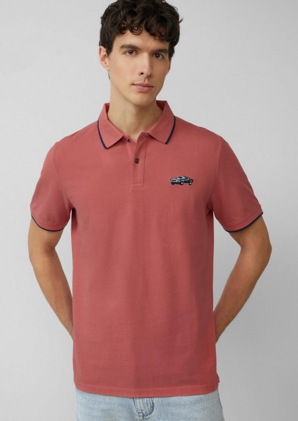 s.Oliver Poloshirt aus Piqué mit Stickerei und Ford®-Artwork - himbeere