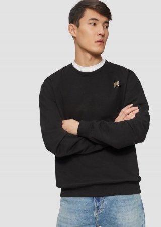 s.Oliver Sweatshirt mit Gold- oder Silber-Print - schwarz