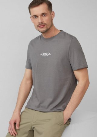 s.Oliver T-Shirt aus Baumwolle mit Logo-Print - grau meliert