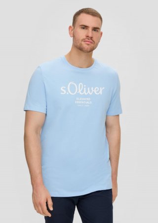 s.Oliver T-Shirt aus Baumwolle mit Logo-Print - himmelblau
