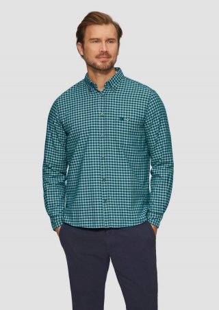 s.Oliver Regular Fit: Kariertes Hemd mit Button-Down-Kragen - petrol