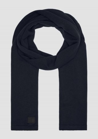 s.Oliver Gestrickter Schal mit Merinowolle - navy