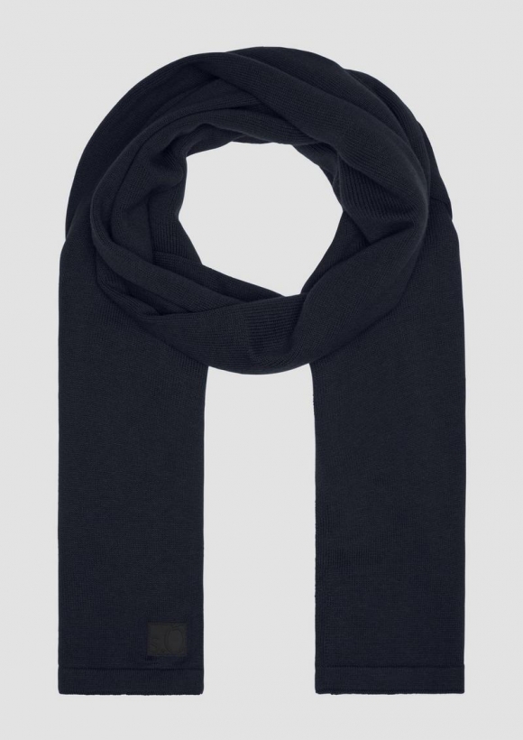 s.Oliver Gestrickter Schal mit Merinowolle - navy