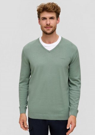 s.Oliver Strickpullover mit V-Ausschnitt - salbeigrün