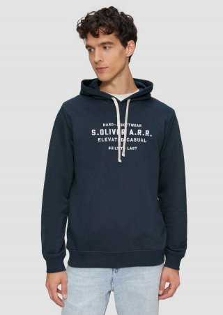 s.Oliver Hoodie aus Sweat-Ware mit Stickerei - tiefblau
