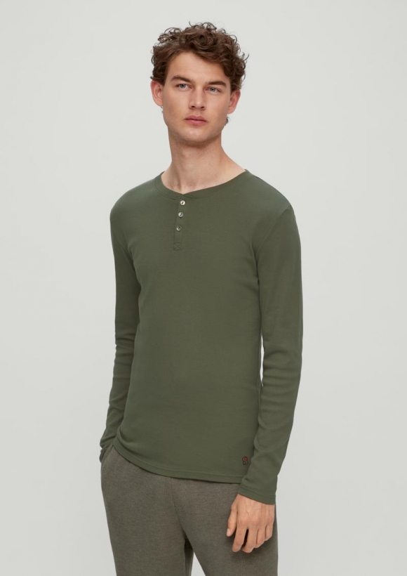 s.Oliver Pyjama-Shirt aus Baumwolle - olivgrün