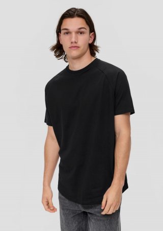 s.Oliver Baumwollshirt mit Raglanärmeln und Rippblende - schwarz