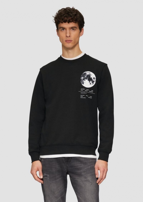 s.Oliver Wärmendes Sweatshirt mit Frontprint - schwarz