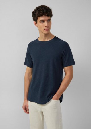 s.Oliver Raglan-Shirt mit Flammgarnstruktur - tiefblau