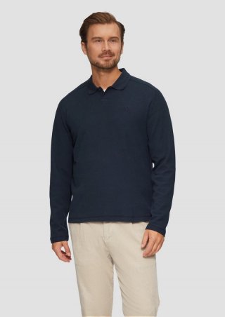 s.Oliver Poloshirt aus Baumwolle mit Waffelstruktur - navy