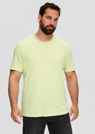 s.Oliver T-Shirt mit Flammgarn-Struktur und Logo-Print - limettengrün