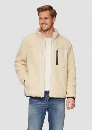 s.Oliver Outdoor-Jacke mit warmem Teddy-Plüsch - natur