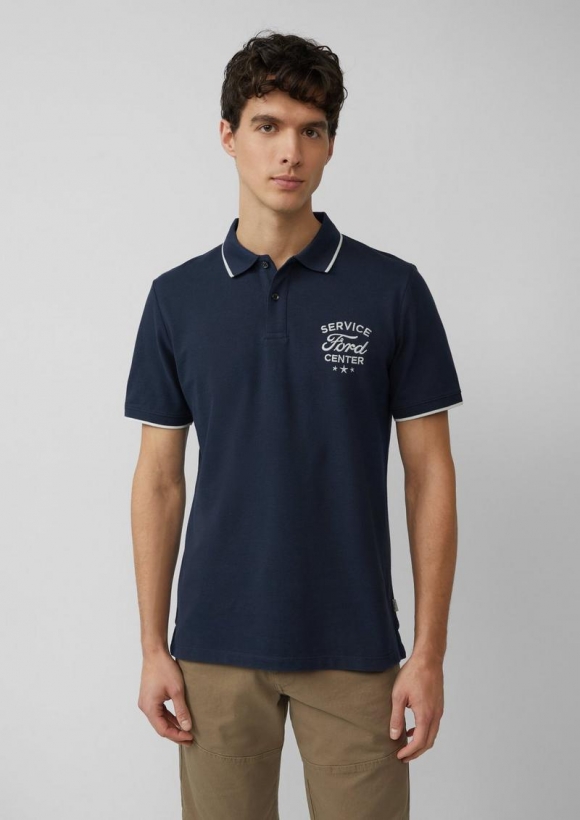 s.Oliver Poloshirt aus Piqué mit Stickerei und Ford®-Artwork - blau