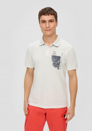s.Oliver Poloshirt mit Grafik-Print - weiß