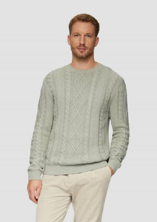 s.Oliver Strickpullover mit Zopfmuster - helles beige
