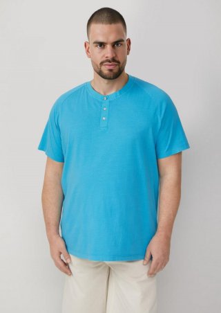 s.Oliver Henley-T-Shirt mit Raglanärmeln und Garment Dye - türkis
