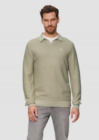 s.Oliver Strickpullover mit Polokragen und Garment Dye - beige