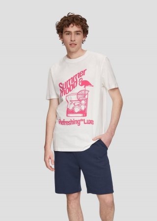 s.Oliver Baumwollshirt mit Frontprint - weiß