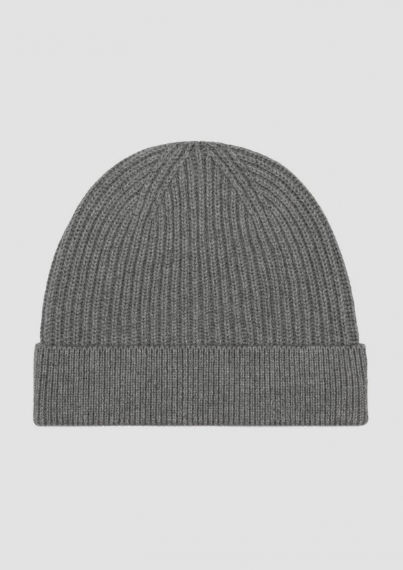 s.Oliver Baumwoll-Beanie mit Rippstruktur - graphit