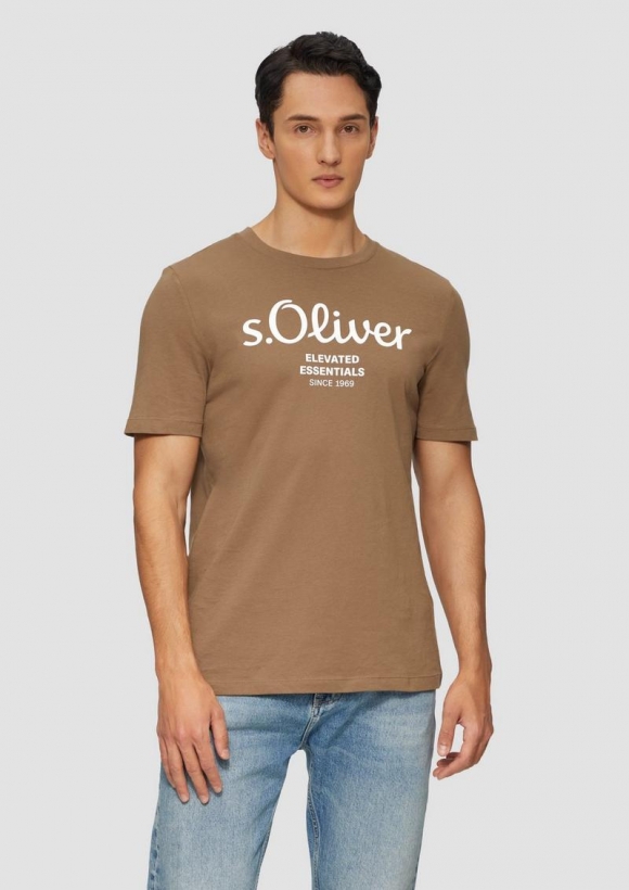 s.Oliver T-Shirt mit Logo-Print - sandstein