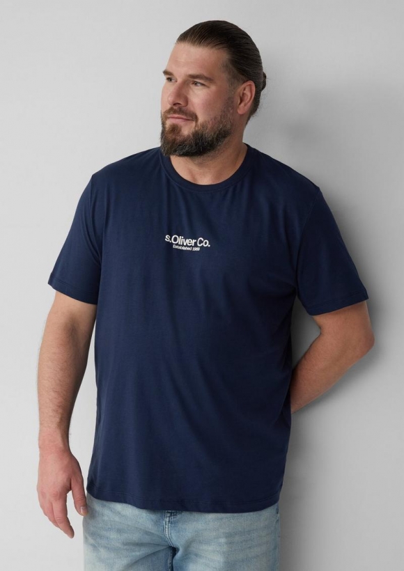 s.Oliver T-Shirt aus Baumwolle mit Logo-Print - tiefblau