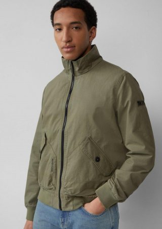 s.Oliver Hochwertiger Baumwoll-Blouson mit Kontrast-Details - olivgrün