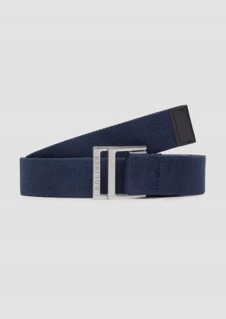s.Oliver Canvas-Gürtel mit Lederdetails - navy