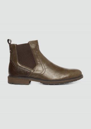 s.Oliver Warm gefütterte Chelsea Boots in Leder-Optik - dunkelbraun