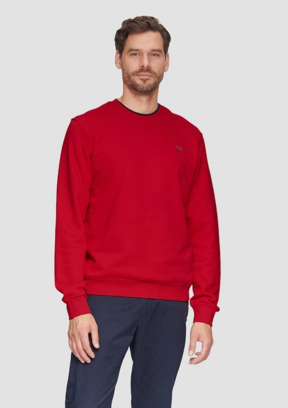 s.Oliver Sweatshirt aus Baumwollmix mit Logo-Detail - rot