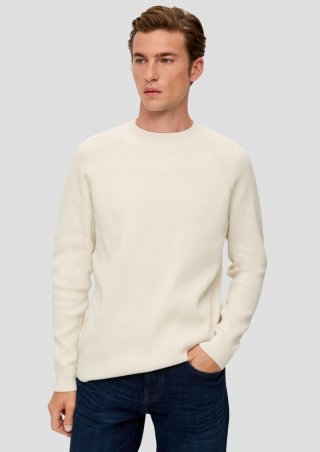 s.Oliver Strickpullover mit Rippstruktur - wollweiß