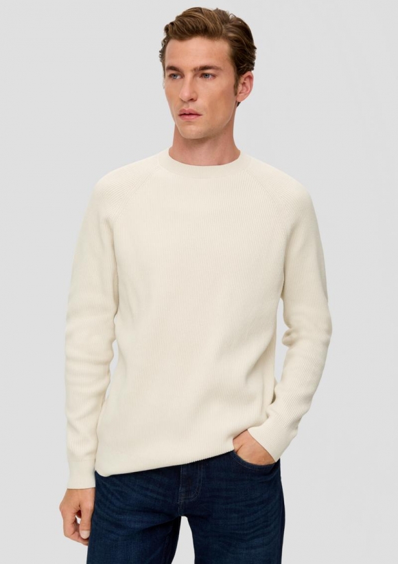 s.Oliver Strickpullover mit Rippstruktur - wollweiß