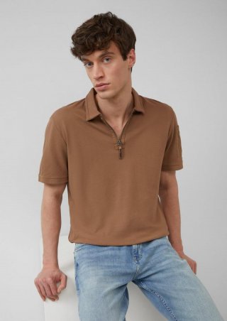 s.Oliver Poloshirt mit Reißverschluss und Ärmeltasche - sandstein